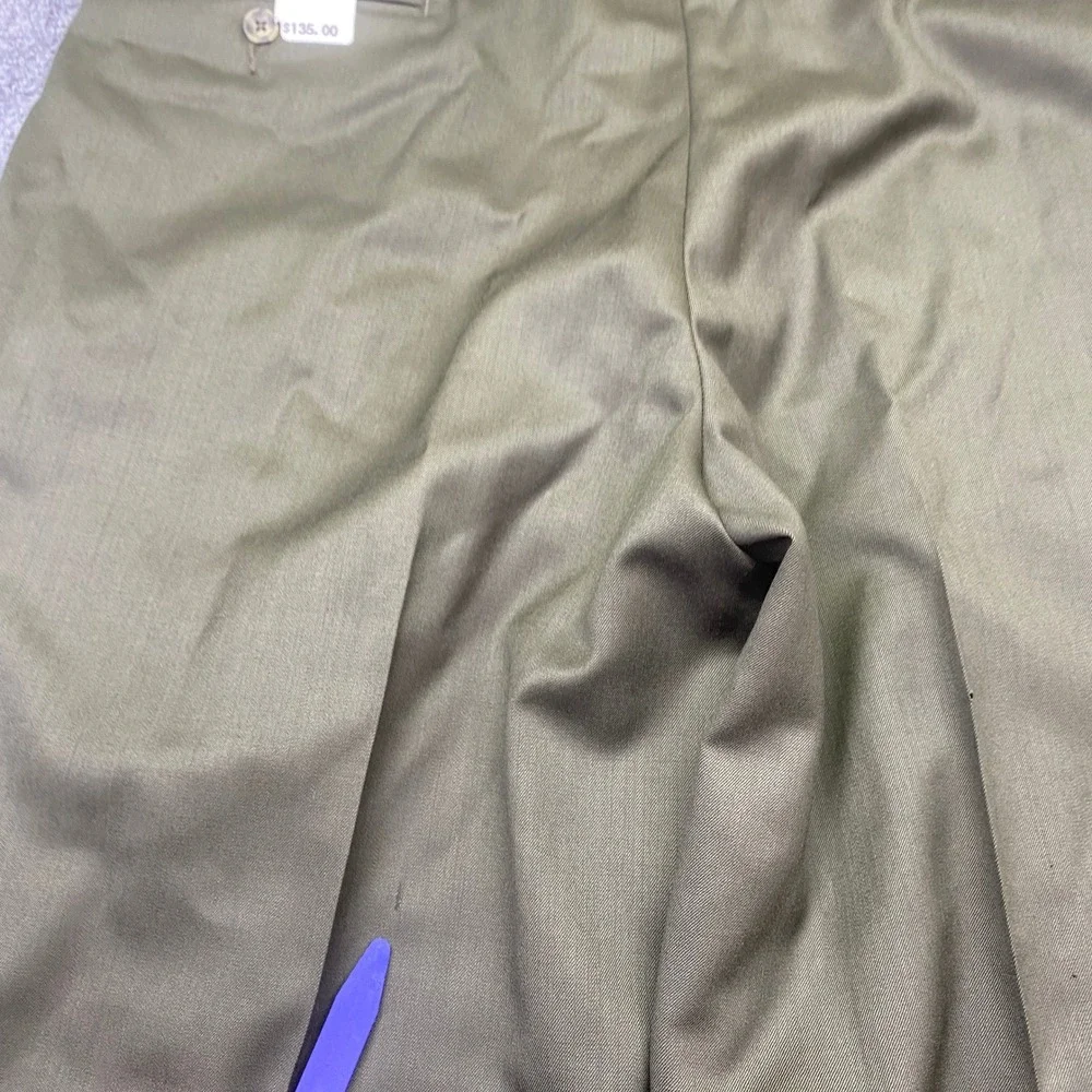 Jos A Bank Windsor Executive Collection Wool Gabardine Pleated Pants Green 36R